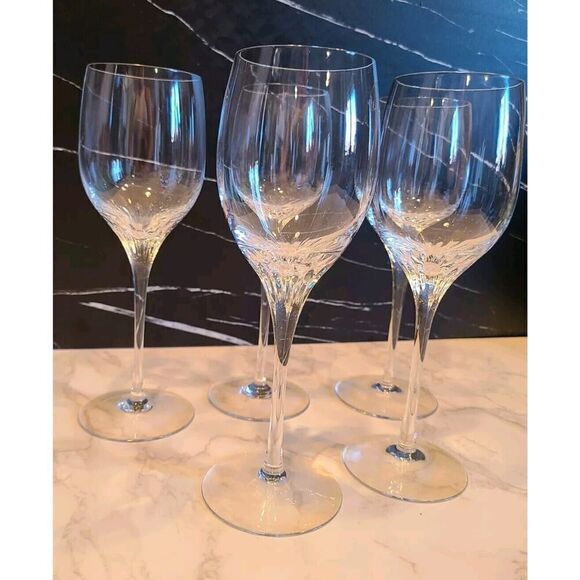 Rogaska Stemmed Crystal 8⅛" Water Goblets Glasses Set of (5) Dining Etched EUC - Picture 2 of 10